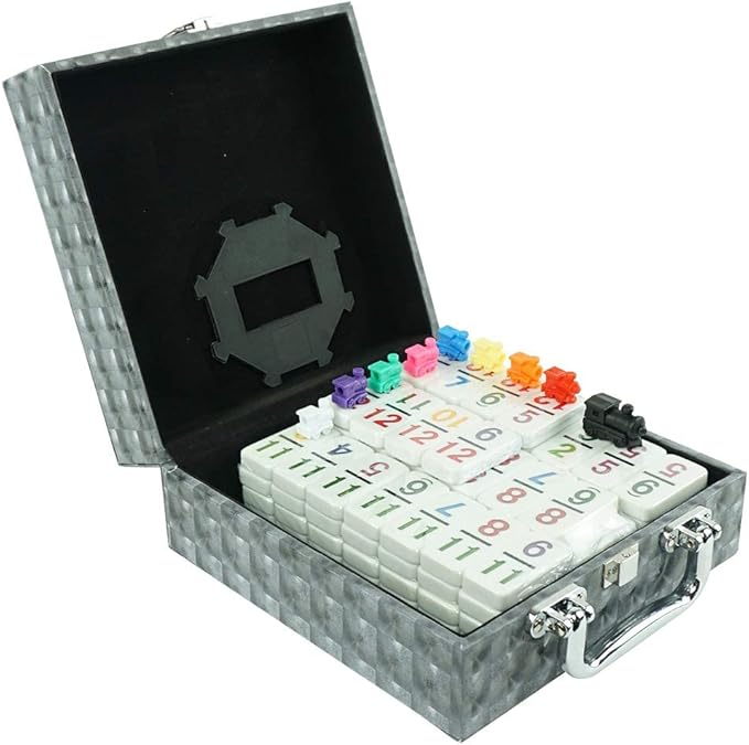 Mexican Train Number Dominoes Set Double 12 Dominoes 91 Tiles Games with Leather Box, Number Dominoes Set for Kids Adults and Family…