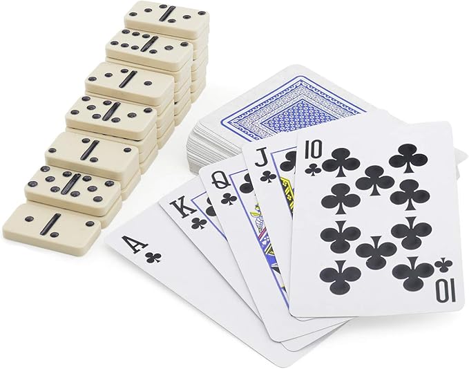 5 in 1 Magnetic Chess Checkers Dominoes Backgammon and Cards Set, Mini Travel Size Multi Board Games