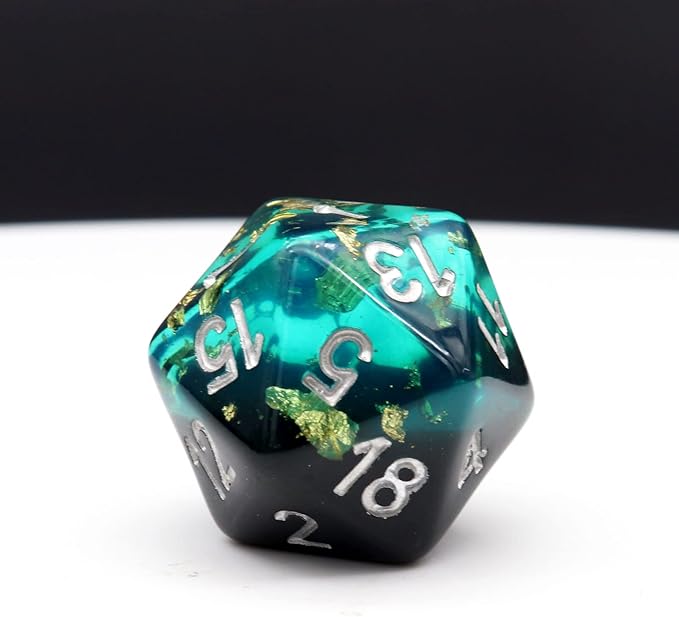 Haxtec DND Dice Set Blue Black Resin Dice Set Gold Foil Flakes D&D Polyhedral Dice for Roleplaying RPG Dungeons and Dragons