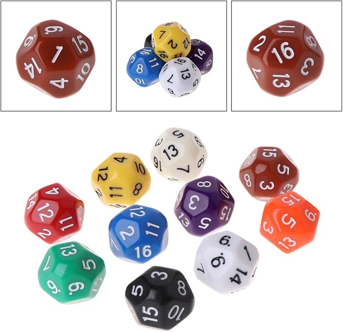 5Pcs Polyhedral Dice for Dungeons and Dragons 16 Sided Dice Set Polyhedral Dice with Other Table Games with Random Multi Colored Assortment Playing Dice and Accessories Role Playing Dice