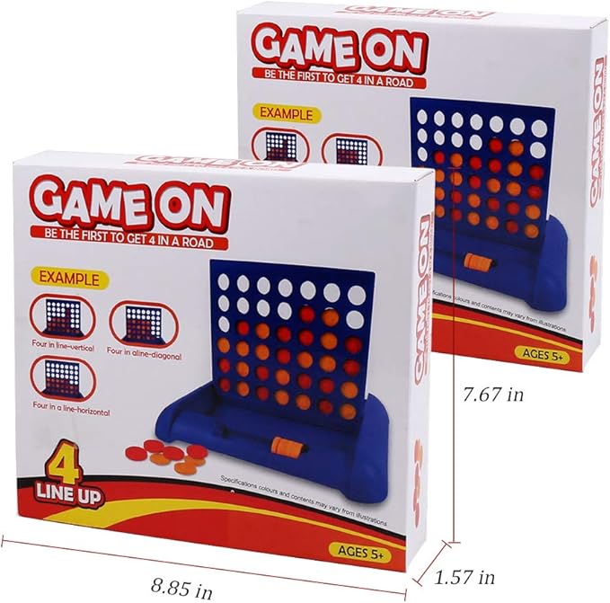 IAMGlobal 4 in a Row, 2 Pack Board Games, Four in a Row Game, Travel Size Line Up 4, Classic Family Toy for Kids and Family for Fun (2 Pcs)