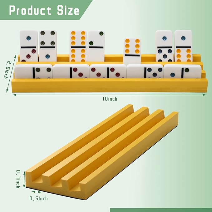 Tatuo 8 Pcs Colorful Domino Trays Wooden Racks Trays Holders Stands Tile Holder Mexican Train Accessories for Games Supplies, Dominoes Not Included