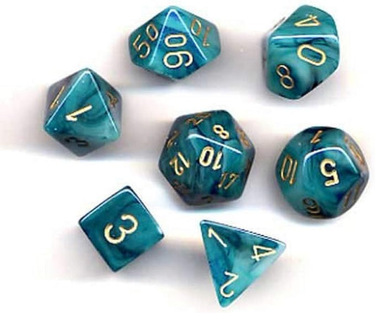 Chessex CHX27489 Dice-Phantom Teal/Gold Set