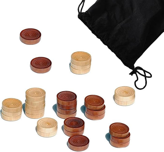 30 Pieces of Checkers just one Game- Wooden Chess Pieces only-Checkers Pieces