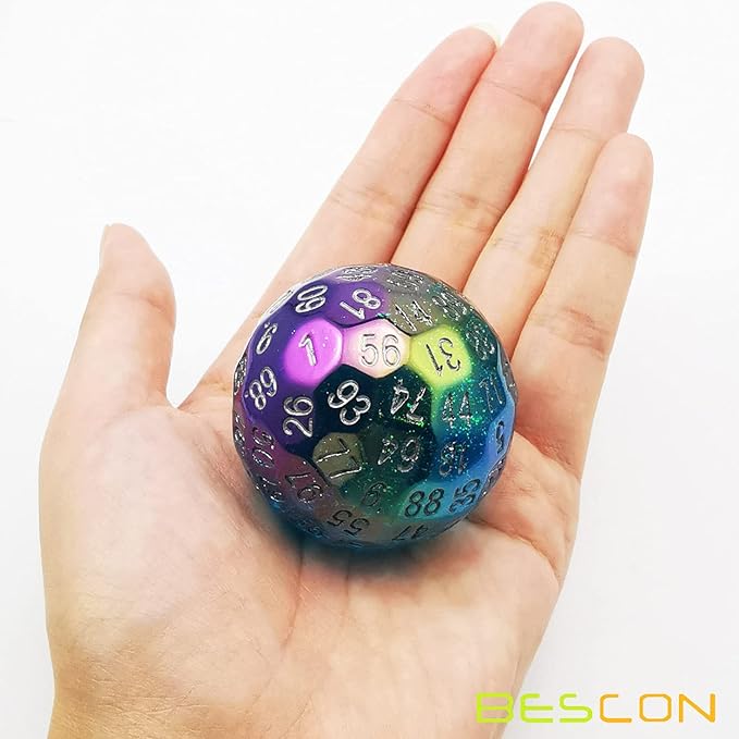 Bescon Dazzling Blue 100 Sided Dice, Game Dice D100, Polyhedral Solid 100 Sides Dice 45MM in Diameter (1.8inch)