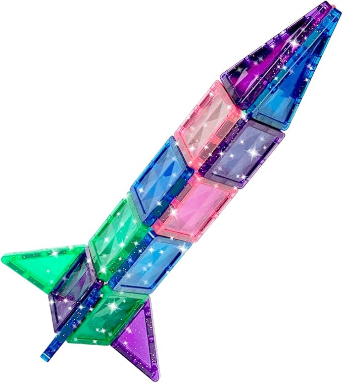 CreateOn Crayola Mini Magnetic PIP-Tiles, Building Set for Kids, Magnetic Building Toys for Kids, STEM Travel Toys for Boys and Girls Ages 3+, 24-Piece Set (Glitter)