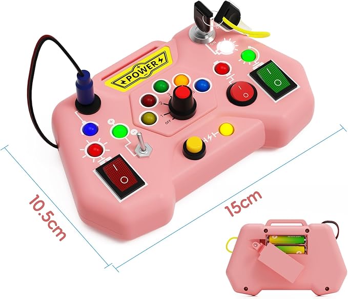 Toddler Busy Board with LED Light - Baby Game Sensory Toy,Light Switches Montessori Toy for 1 Year Old，Kids Educational Learning Activities Toys,Travel Toys and Birthday Gifts for 1 2 3 4 Boys Girls