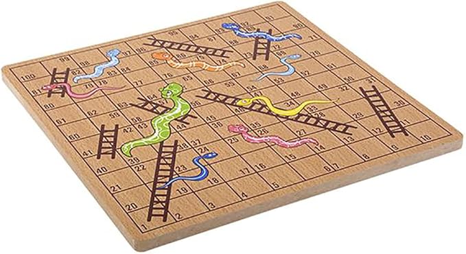 The Dreidel Company Classic Wooden Board Games, Great for Prizes, 10" (10" Wooden Snakes & Ladders)
