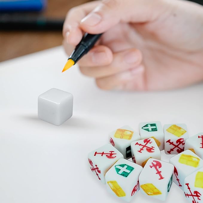 100 PCS Blank White Dice 16MM Acrylic Dice Blank White Cubes with Smoothed Surface Six Sided Dice for Board Games, DIY