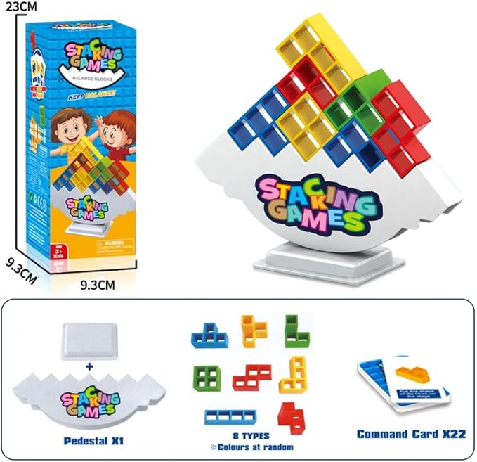 48 PCS Tetra Board Game for Kids and Adults, Balance Stacking Game for 2 Players+ Party, Family and Friends,Tower Stack Team Building Blocks Toy