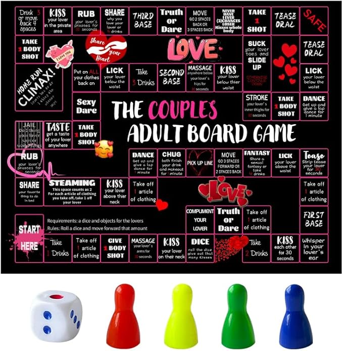 Adultopoly Board Game for Couples - Fun Date Night Card Game with Props, Adult Party Game for 2+ Players, Perfect for Couples Game Night (Classic)