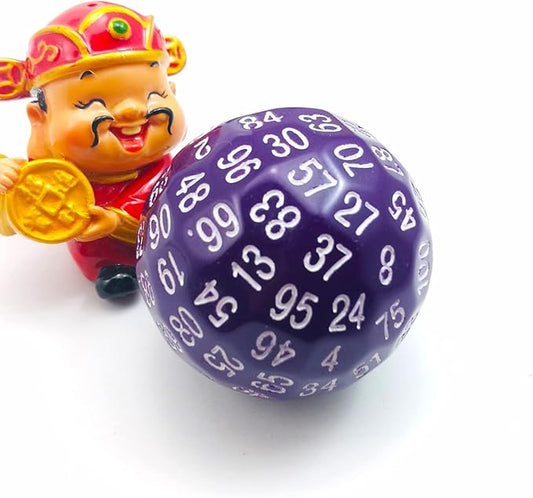 Bescon Polyhedral Dice 100 Sides Dice, D100 die, 100 Sided Cube, D100 Game Dice, 100-Sided Cube of Solid Purple Color