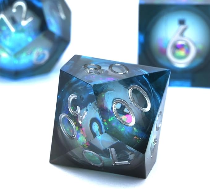 Liquid Core Quicksand Resin DND Dice, Sharp Edge Dungeons and Dragons Polyhedron Game Dice Set for Role Playing Games RPG Explorer Magic, Holiday Birthday Gifts Party Favors