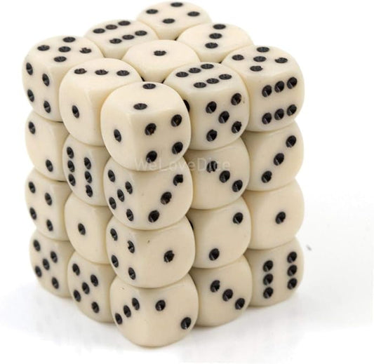 Chessex CHX25800 Dice-Opaque: 36D6 Ivory/Black Set