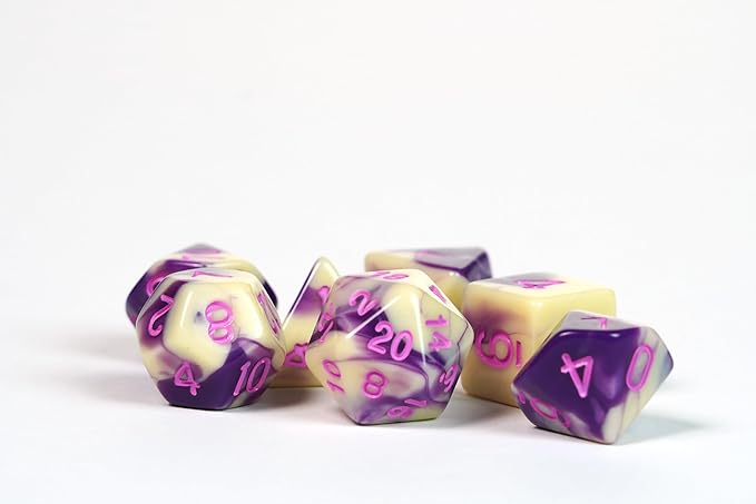 1985 Games BlackBerry Kawaii Cat Dice Set – Milk Carton-Inspired Dice for DND | TTRPGs & Tabletop Roleplaying