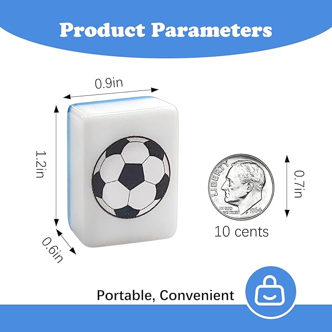 Seaside Escape Game Blocks， Mahjong Tile Game Sets with 65 Tiles 30mm Flag and Ball Pattern with Handbag for Spring Picnic Party Gift.