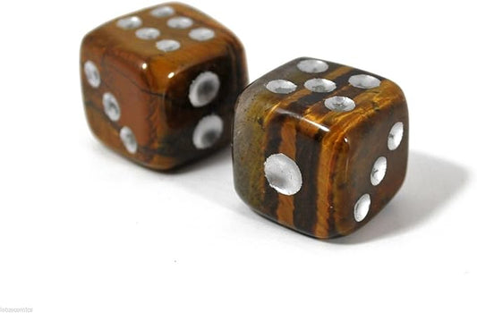 Natural Hand Carved Gemstone Dices, 15mm/0.59in, 6 Sided, Tiger Eye