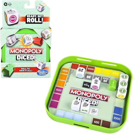 MONOPOLY Diced: Easy to Learn, Quick and Portable Travel Board Game for Kids Ages 8 and Up