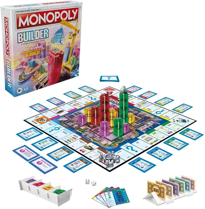 Monopoly Builder Board Game, Strategy Game, Family Game, Games for Children, Fun Game to Play, Family Board Games
