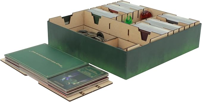 The Broken Token Villainous Base Game Compatible Organizer - Wood Storage Box with Multiple Decks & Trays for Tokens - Wooden Game Organizer