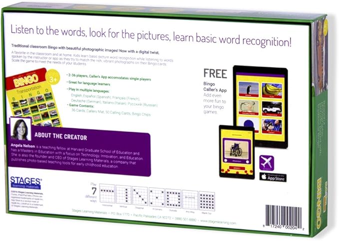 Stages Learning Materials Link4fun Real Photo Transportation Bingo for Family, Preschool, Kindergarten, Elementary Education: 36 Picture Cards + App