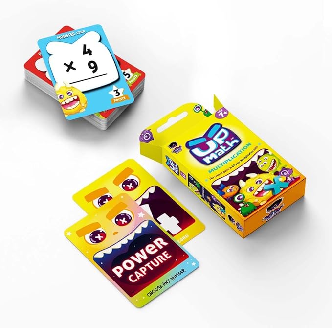 YUKA Champs UPMATH Multiplication Monster Theme 3 Levels Easy Medium and Hard Maths Flash Card Educational Brain Game Pre-School Children 6+ Years (Multiplication Card)
