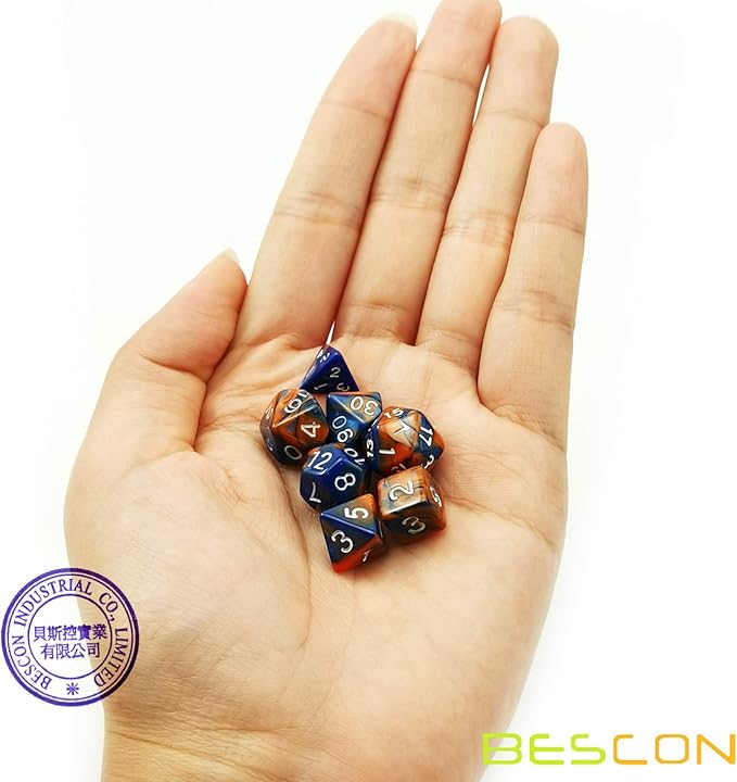 Bescon Mini Two Tone Polyhedral RPG Dice Set 10MM, Small Dice Set D4-D20 in Tube, 6 New Assorted Colored of 42pcs