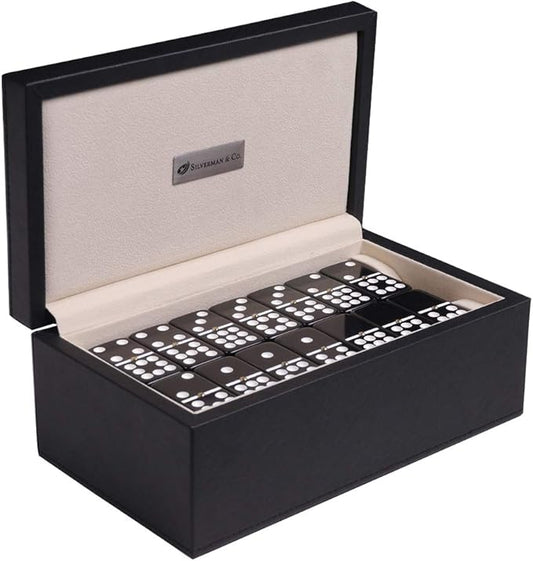 Silverman & Co. Double 9 Large Black Domino Set - Black Case