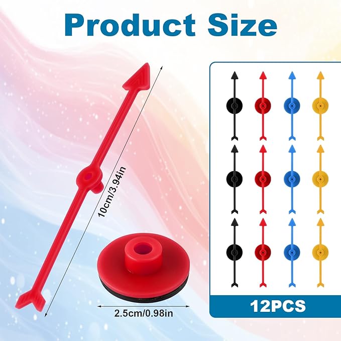 12pcs Arrow Game Spinners, 4 Colors Plastic Spinner Game Pointer Accessories Magnetic Spinners for Classroom Board Game Spinners for Activities DIY Projects (Green, Yellow, Red, White)