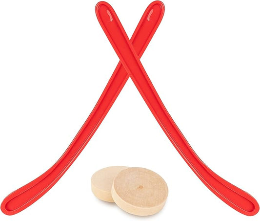Replacement Sticks & Pucks for Classic Wooden Tabletop Hockey Games – Set of 2 Sticks & 2 Pucks, Extra Accessories for Board Games for Kids & Adults