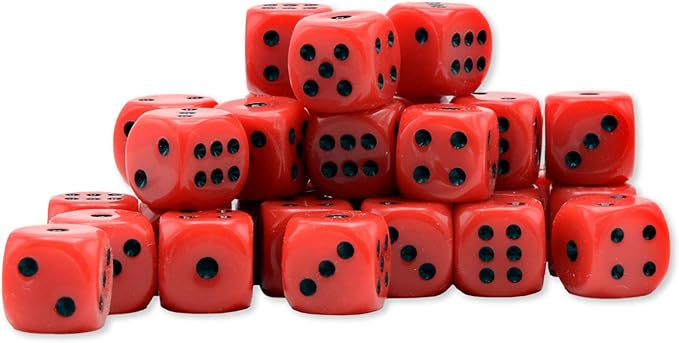 Warlord Games 30x D6 Dice Pack | 10mm Classic (Red with Black Spots)