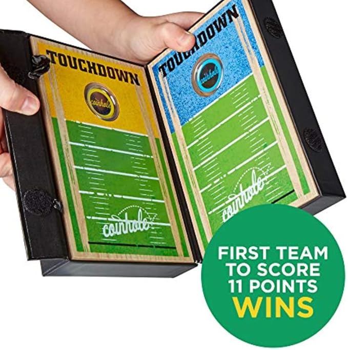 Hasbro Tabletop Game Coin Bouncing Party Game | Desktop Cornhole Game Set Board Game | Indoor Outdoor Fun for Kids and Adults (Touchdown Game Set)