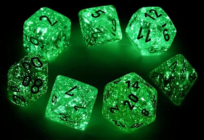 Chessex Nebula Polyhedral Dice Set Spring with White Luminary (7 dice), Various, 1 Count (Pack of 1)
