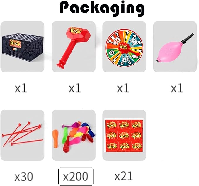Bang Popping Balloon Game New Explosion Balloon Popping Game for Adults Kids Board Family Game Night Favorite Popular Social Media Games Everyone Can Play Challenge Friends Party Game Props(1Box)