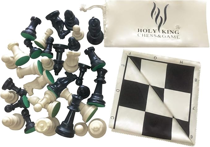 HOLYKING Compact Easy Carry Cloth Chess Set 15.7'' Chess Board, Portable Travel Chess Game Set, Roll Up Combination Beginner Chess Set for Kids and Adults