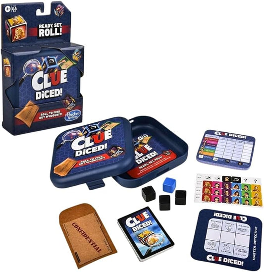 Hasbro Gaming Clue Diced Game, Easy to Learn Game, Quick Game, Portable Travel Game, Travel Game, Family Board Game, Fast Game for Kids Ages 8 and Up
