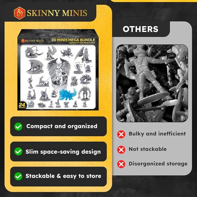 3D Minis Mega Bundle, Unpainted D&D Miniatures, D&D Miniatures, and Miniature Figures for Tabletop Games, Bulk Set of Fantasy Miniatures and DND Accessories for Players