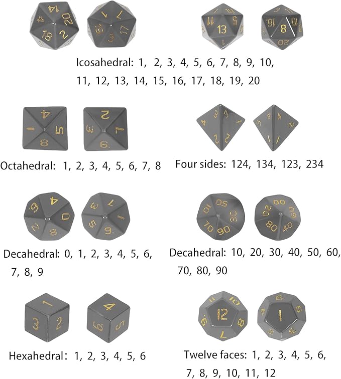 TUMBEELLUWA Engraved Crystal Stone Polyhedral Dice Set for RPG MTG Dungeons and Dragons Table Game 7 Pieces DND Board Game Dices with Pouch, Red Jasper
