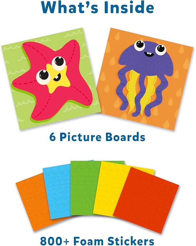 Skillmatics Foam Sticker Art Activity - Under The Ocean, Mess-Free Fun for Kids, 800+ 3D Foam Stickers, DIY Felt Craft Kits, Gifts for Girls & Boys Ages 3, 4, 5, 6, 7