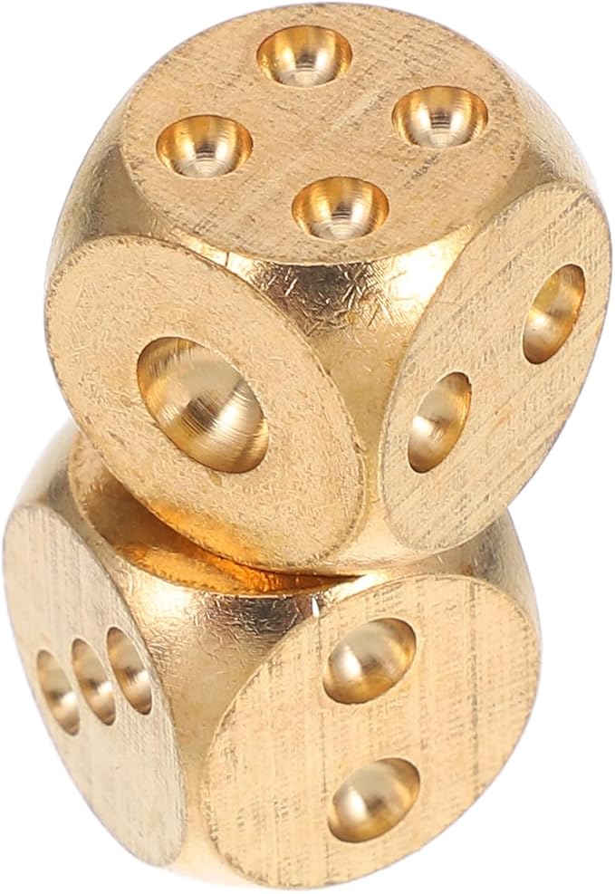 ARTIBETTER Rpg Dice 2 Pcs Metal Dices Brass Dice Poker Party Game Toy Dice for Tables Board Game Poker Party Role Playing Games Golden Role Playing Dice