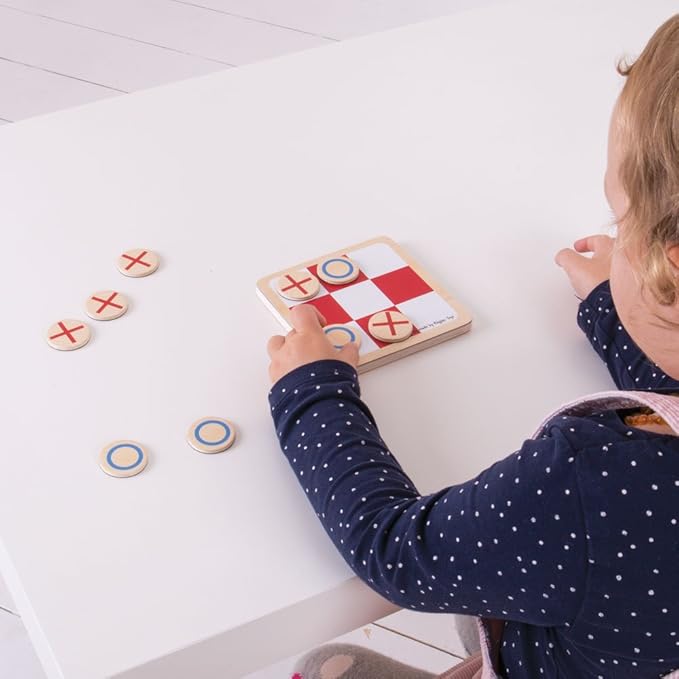 Bigjigs Toys, Wooden Noughts and Crosses Game, Tic Tac Toe, Board Travel Games, Pocket Money Toys