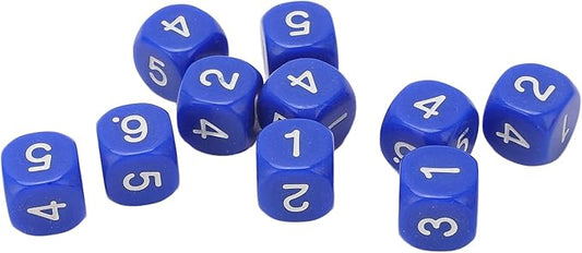 Number Dice, 20 6Sided Plastic Dice, Rounded Corners (Blue)