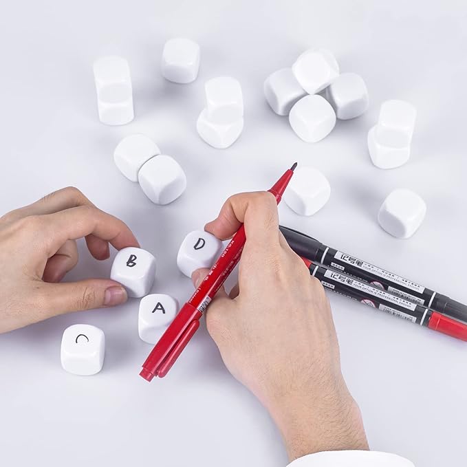 16mm Acrylic Dice with Smoothed Surface Six Sided with Rounded Corner Blank White Dice Cubes for Board Games, DIY Sticker, Math Counting Teaching, Party Fun 100PCS
