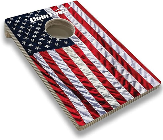CoinToss Boards - Wavy USA Flag - The Game Where Quarters Meets Cornhole