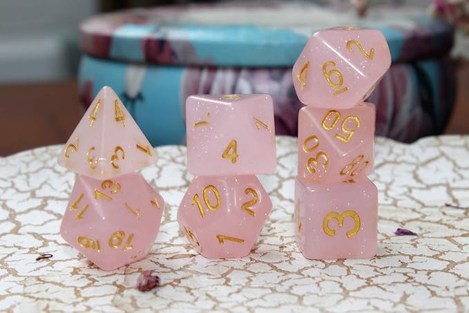 DND Dice Set RPG Polyhedral Dice Fit Dungeons and Dragons(D&D) Pathfinder MTG Role Playing Dice (Pink)