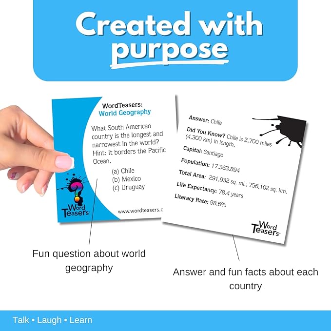 ? WORD TEASERS World Geography - Geography Game for All Ages - Fun & Interesting World Geography Trivia Game - 150 Geography Trivia Cards