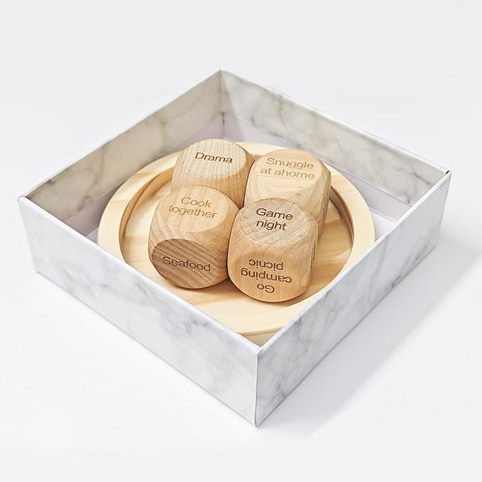 4 Pcs Wood Date Night Dice for Couples - Funny Take Out Ideas Dice - After Dark Edition What to Do for Her Adult Married Couples Romantic Valentine's Day