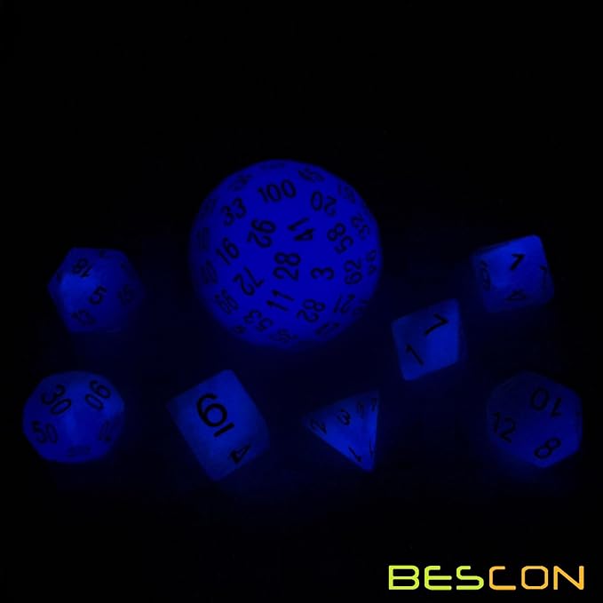 Bescon Glow in Dark Polyhedral Dice 100 Sides, Luminous D100 die, 100 Sided Cube, D100 Game Dice, Glowing 100-Sided Cube