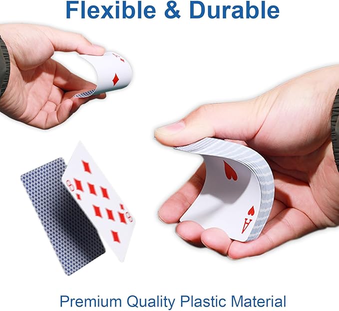 Waterproof Playing Cards, Premium Plastic Playing Cards, Deck of Cards, Poker Cards Games Waterproof Cards for Camping Games, Standard Index Card for Blackjack Bridge Card Games, 1 Deck, Blue