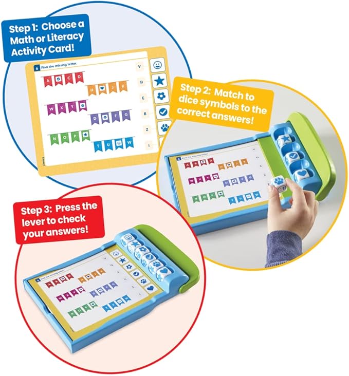 hand2mind ConfiDice! Preschool Prep, Learning Games for Toddlers, Math and Reading Workbook - 100 Activities and Games